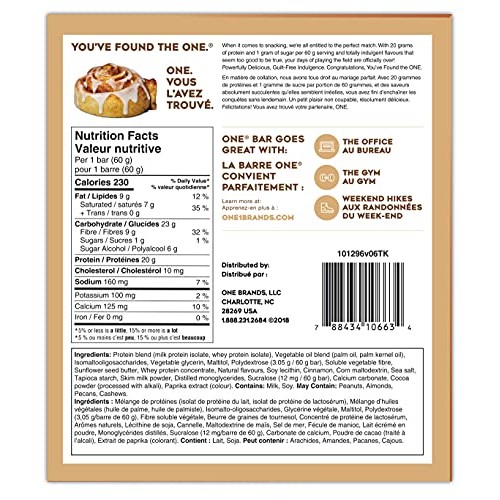 One Protein Bars, Cinnamon Roll, Gluten Free Protein Bars With 2