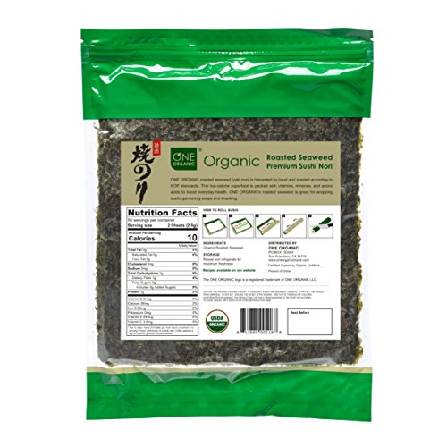 One Organic Sushi Nori Premium Roasted Organic Seaweed 50 Full