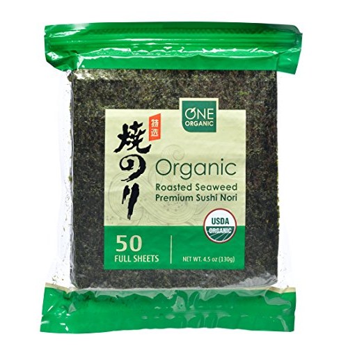 One Organic Sushi Nori Premium Roasted Organic Seaweed 50 Full