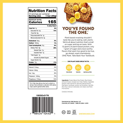 One Plant Protein Bars, Banana Nut Bread, Gluten Free Protein Ba