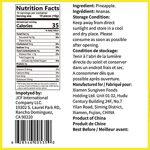 Onetang Freeze-Dried Fruit Pineapple Chips, 10 Pack Single-Serve