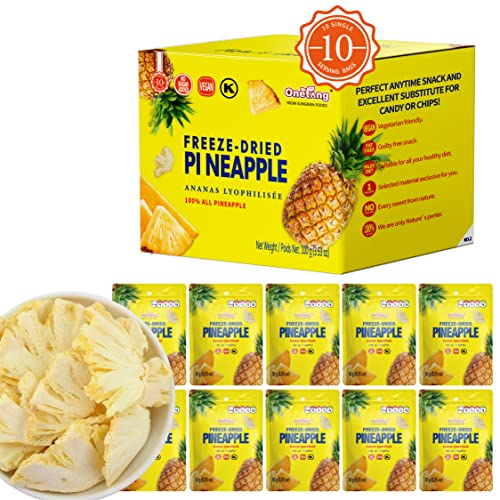 Onetang Freeze-Dried Fruit Pineapple Chips, 10 Pack Single-Serve