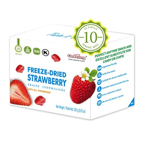 Onetang Freeze-Dried Fruit Strawberry, 10 Pack Single-Serve Pack