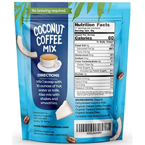 Organic Coconut Coffee Mix - Dark Roast Colombian Coffee + Cream