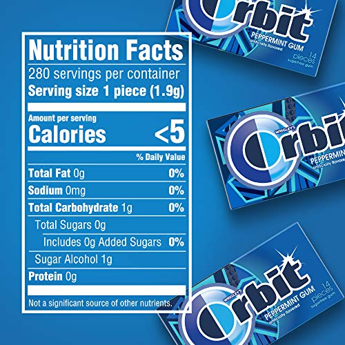 20 Pack ORBIT Gum Peppermint Sugar Free Chewing Gum Bulk Pack,... 20 Pack ORBIT Gum Peppermint Sugar Free Chewing Gum Bulk Pack,...