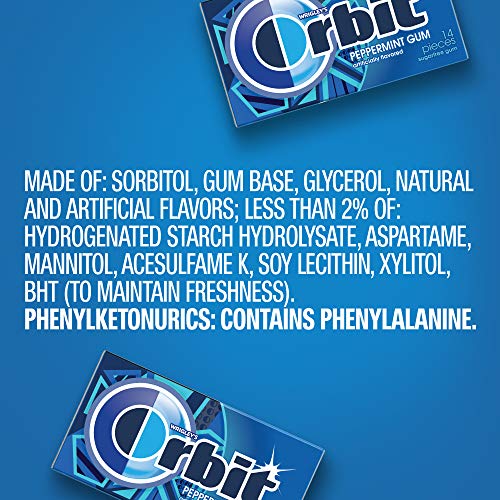 20 Pack ORBIT Gum Peppermint Sugar Free Chewing Gum Bulk Pack,... 20 Pack ORBIT Gum Peppermint Sugar Free Chewing Gum Bulk Pack,...
