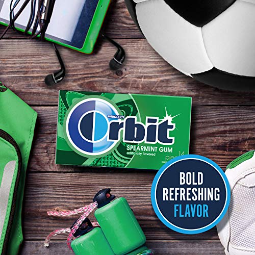 ORBIT Gum Spearmint Sugarfree Chewing Gum, 14 Pieces Pack of 12