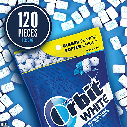 ORBIT Gum WHITE Peppermint Sugar Free Chewing Gum, 40 Piece Bott...