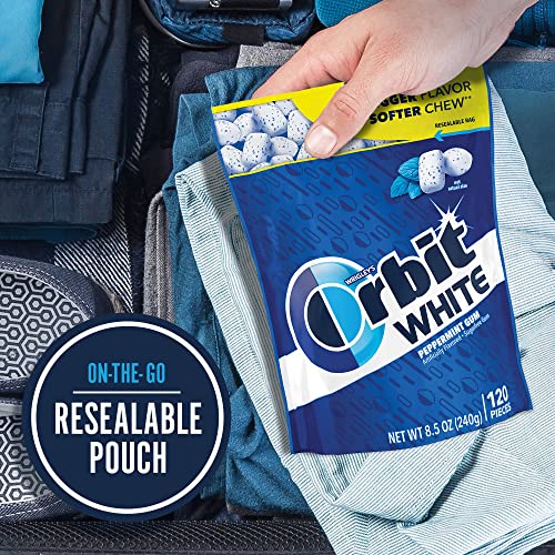 ORBIT Gum WHITE Peppermint Sugar Free Chewing Gum, 40 Piece Bott...