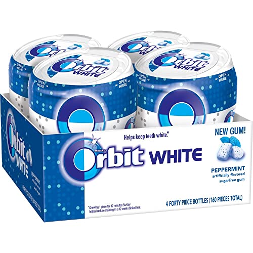 ORBIT Gum WHITE Peppermint Sugar Free Chewing Gum, 40 Piece Bott...