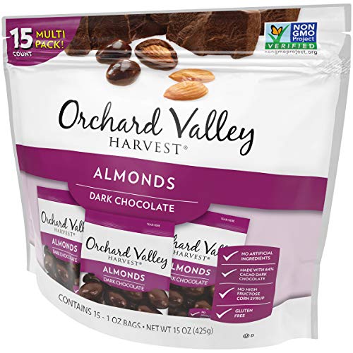 Orchard Valley Harvest Dark Chocolate Almonds, 1 Oz Pack Of 15 Orchard Valley Harvest Dark Chocolate Almonds, 1 Oz Pack Of 15
