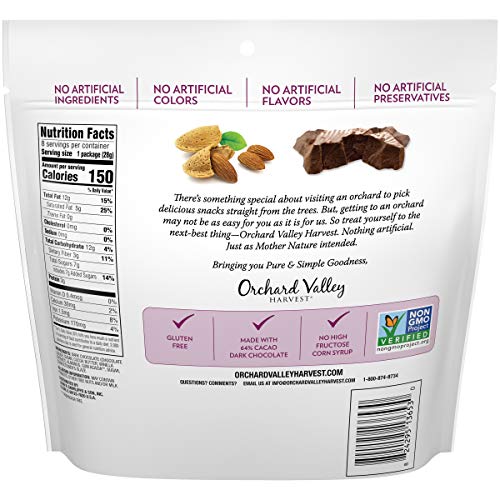 Orchard Valley Harvest Dark Chocolate Almonds, 1 Oz Pack Of 8