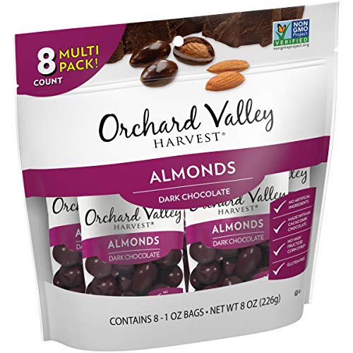Orchard Valley Harvest Dark Chocolate Almonds, 1 Oz Pack Of 8