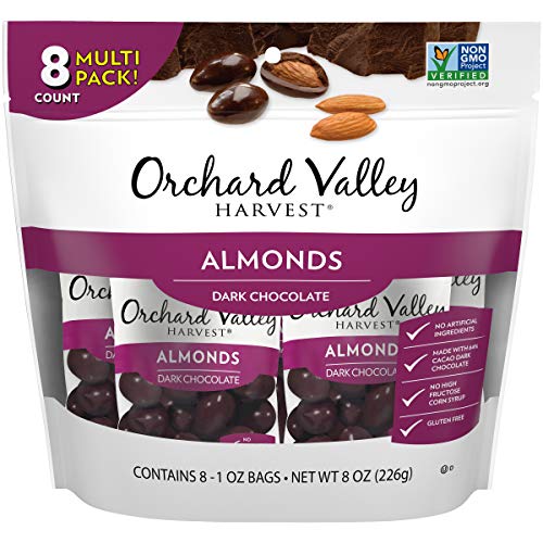 Orchard Valley Harvest Dark Chocolate Almonds, 1 Oz Pack Of 8