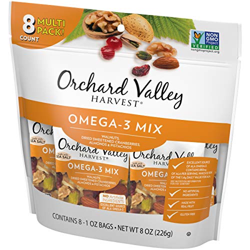 Orchard Valley Harvest Omega-3 Mix, 1 Oz Pack Of 8, Non-Gmo, N