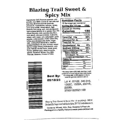 Oregon Farm Fresh Snacks Blazing Trail Sweet & Spicy Mix - Assor...