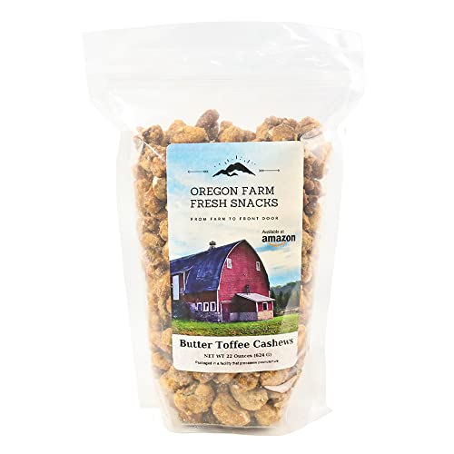 Oregon Farm Fresh Snacks Butter Toffee Cashews – 22Oz Butter Tof