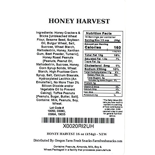 Oregon Farm Fresh Snacks Honey Roasted Nuts and Crackers Mix - L...