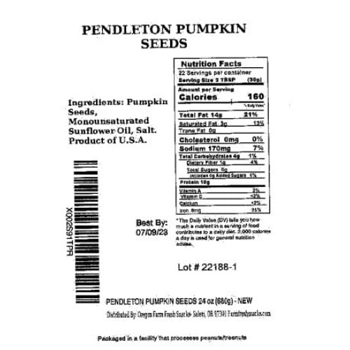 Oregon Farm Fresh Snacks Roasted Salted Pumpkin Seeds - 24 oz in...