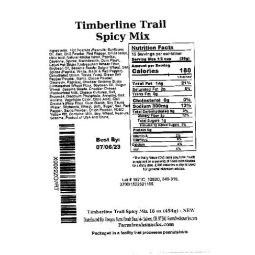 Oregon Farm Fresh Snacks Timberline Trail Spicy Mix - Spicy Nuts...