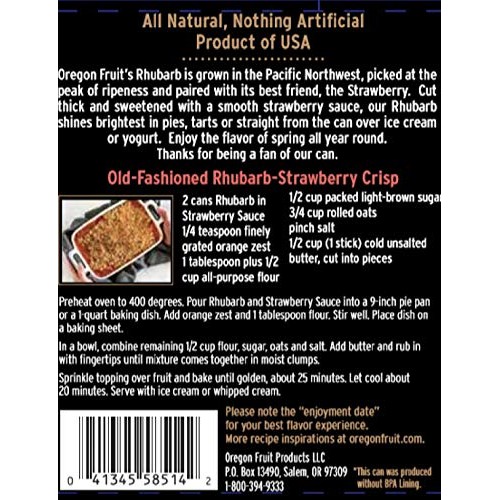 Oregon Fruit Rhubarb In Strawberry Sauce, 15 Oz Pack Of 4