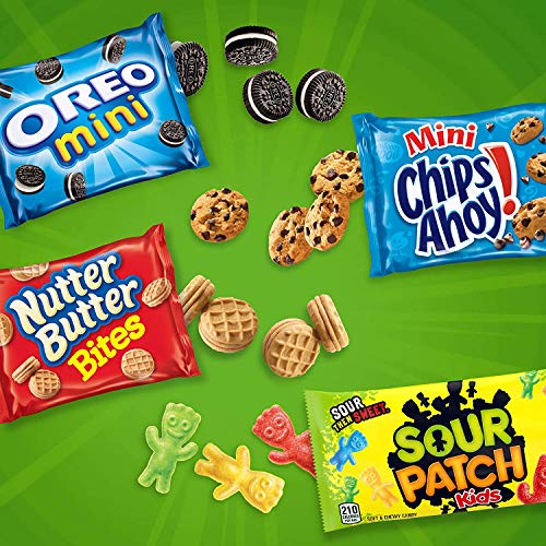 Oreo Mini Cookies, Chips Ahoy! Mini Cookies, Sour Patch Kids Can