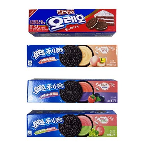 Korean OREO Snack Bundle: Mixed Berries + Red Velvet, Peach, Whi...