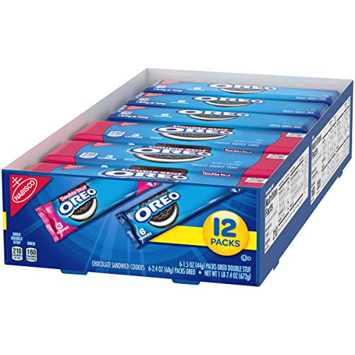 OREO Chocolate Sandwich Cookies, 12 Snack Packs 6 Original, 6 D...