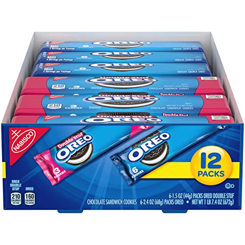 OREO Chocolate Sandwich Cookies, 12 Snack Packs 6 Original, 6 D...