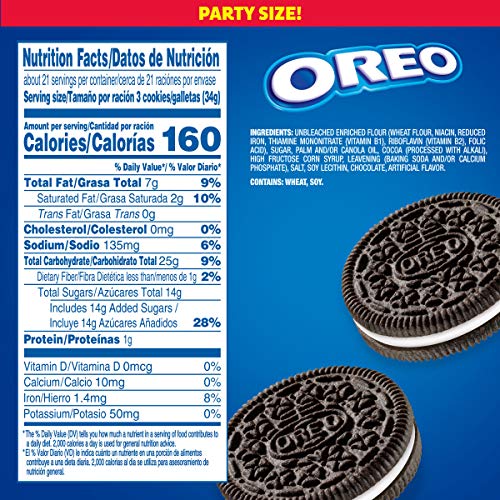 Oreo Chocolate Sandwich Cookies, Party Size, 25.5 Oz