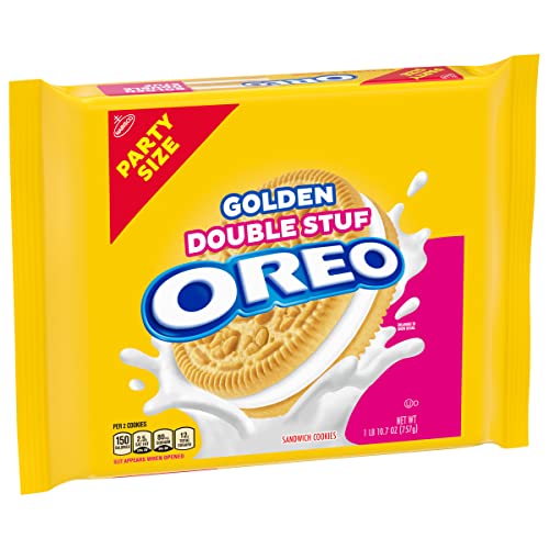 OREO Double Stuf Golden Sandwich Cookies, Party Size, 26.7 oz