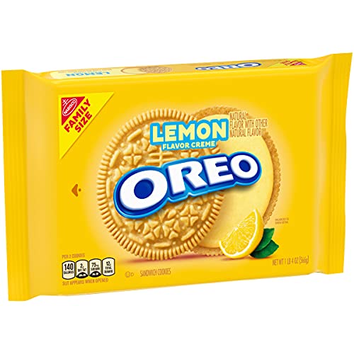 Oreo Golden Sandwich Cookies, Lemon Flavored Creme, 1 Resealable