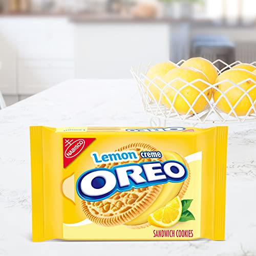 Oreo Golden Sandwich Cookies, Lemon Flavored Creme, 1 Resealable