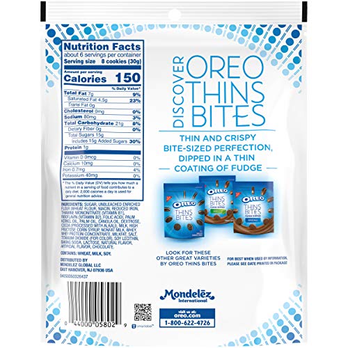 OREO Thins Bites White Fudge Dipped Chocolate Sandwich Cookies, ...