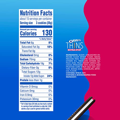 OREO Thins Extra Stuf Chocolate Sandwich Cookies, Family Size, 1...