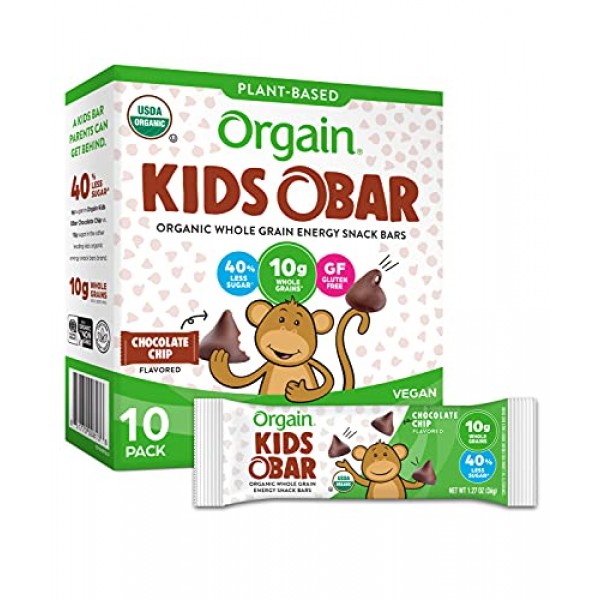 Orgain Organic Kids Energy Bar, Chocolate Chip - Great for Snack...