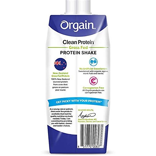 Orgain Grass Fed Clean Protein Shake, Vanilla Bean - Meal Replac Orgain Grass Fed Clean Protein Shake, Vanilla Bean - Meal Replac