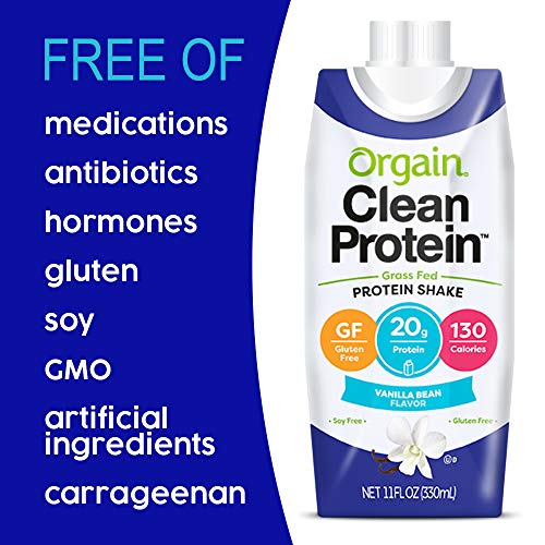 Orgain Grass Fed Clean Protein Shake, Vanilla Bean - Meal Replac Orgain Grass Fed Clean Protein Shake, Vanilla Bean - Meal Replac