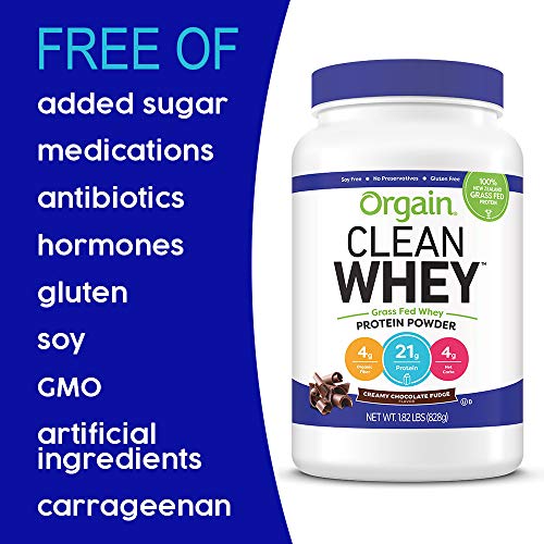 Orgain Grass Fed Clean Whey Protein Powder, Creamy Chocolate Fud
