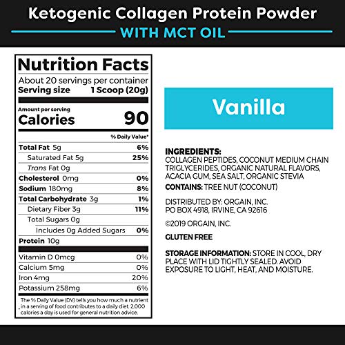 Orgain Keto Collagen Protein Powder With Mct Oil, Vanilla - Pale Orgain Keto Collagen Protein Powder With Mct Oil, Vanilla - Pale