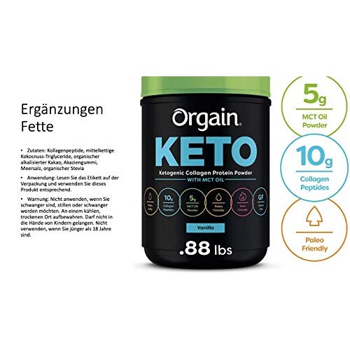 Orgain Keto Collagen Protein Powder With Mct Oil, Vanilla - Pale Orgain Keto Collagen Protein Powder With Mct Oil, Vanilla - Pale