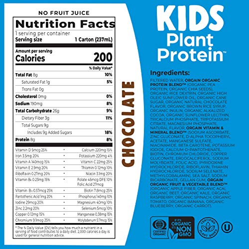 Orgain Kids Plant Based Protein Nutritional Shakes - Chocolate,
