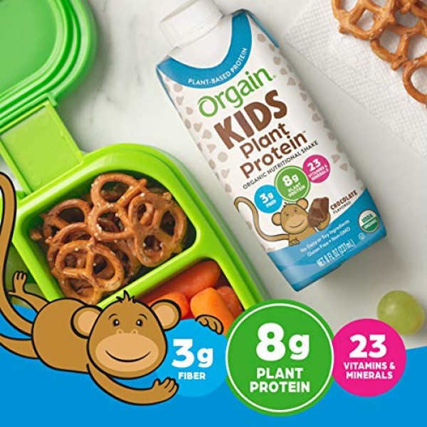 Orgain Kids Plant Based Protein Nutritional Shakes - Chocolate, ...