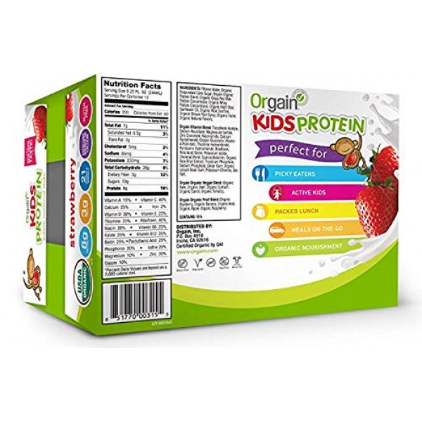 Orgain Organic Kids Protein Nutritional Shake, Strawberry - Grea...