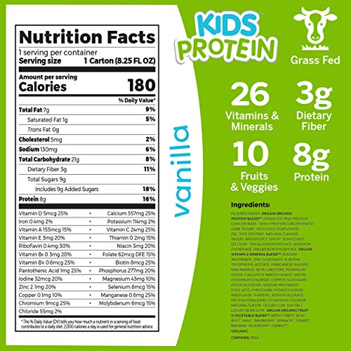 Orgain Organic Kids Protein Nutritional Shake, Vanilla - Great F