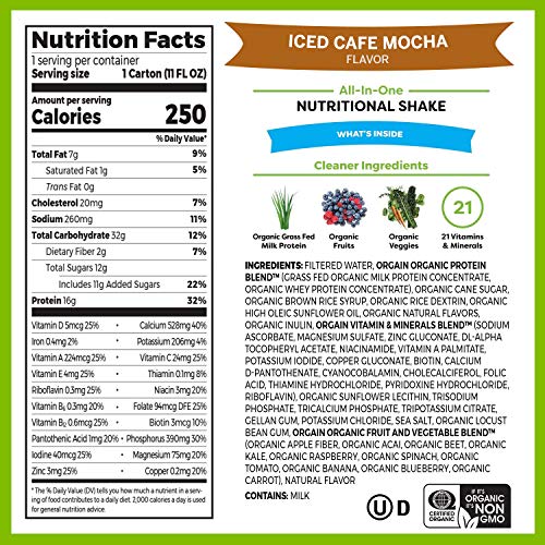 Orgain Organic Nutritional Shake, Iced Cafe Mocha - Meal Replace