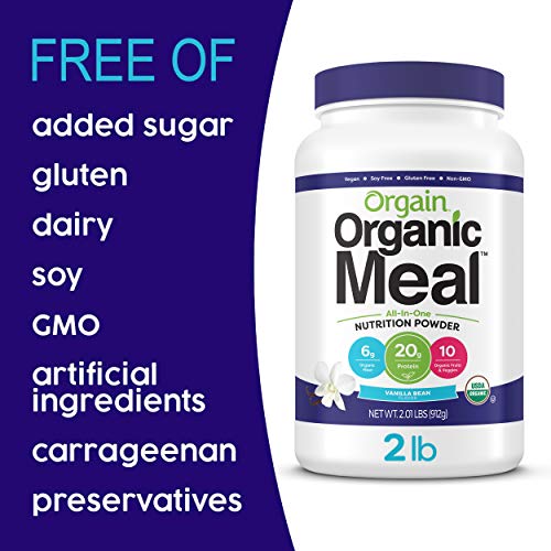 Orgain Organic Plant Based Meal Replacement Powder, Vanilla Bean