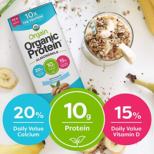 Orgain Organic Plant Based Protein Almond Milk, Lightly Sweetene