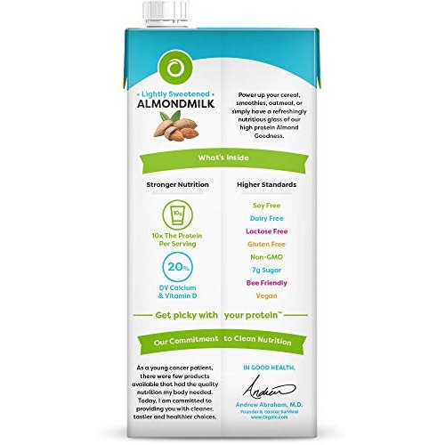 Orgain Organic Plant Based Protein Almond Milk, Lightly Sweetene