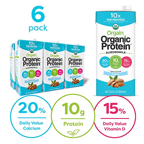 Orgain Organic Plant Based Protein Almond Milk, Lightly Sweetene